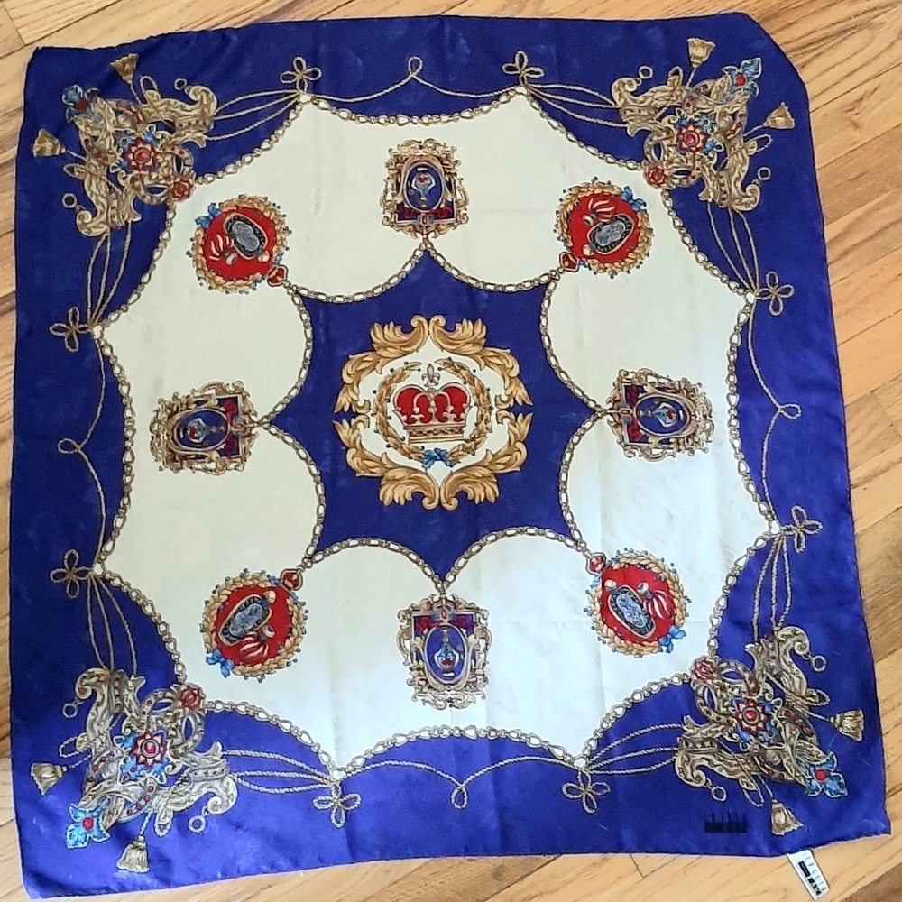Vintage Jaguard Print Royal Theme Polyester Large Square Scarf